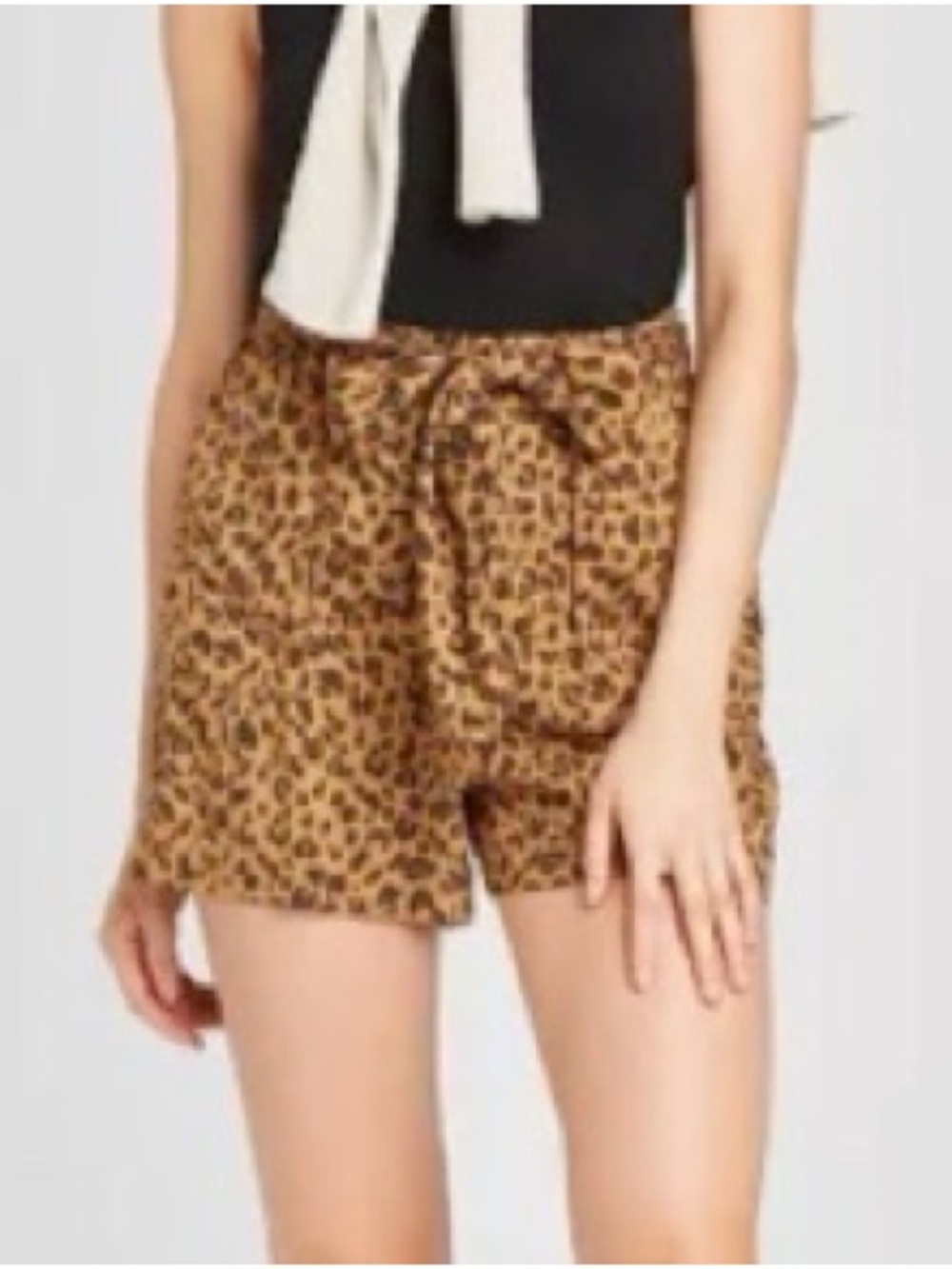 a new day Leopard Print Tie-Waist Shorts - Tan and Black